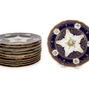 A Set of Twelve Parcel-Gilt and Painted