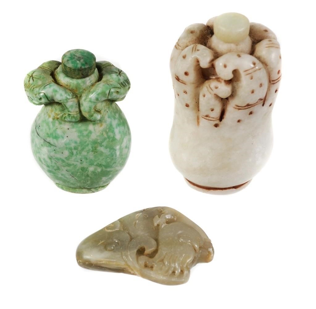 (3) CHINESE CARVED HARDSTONE SNUFF