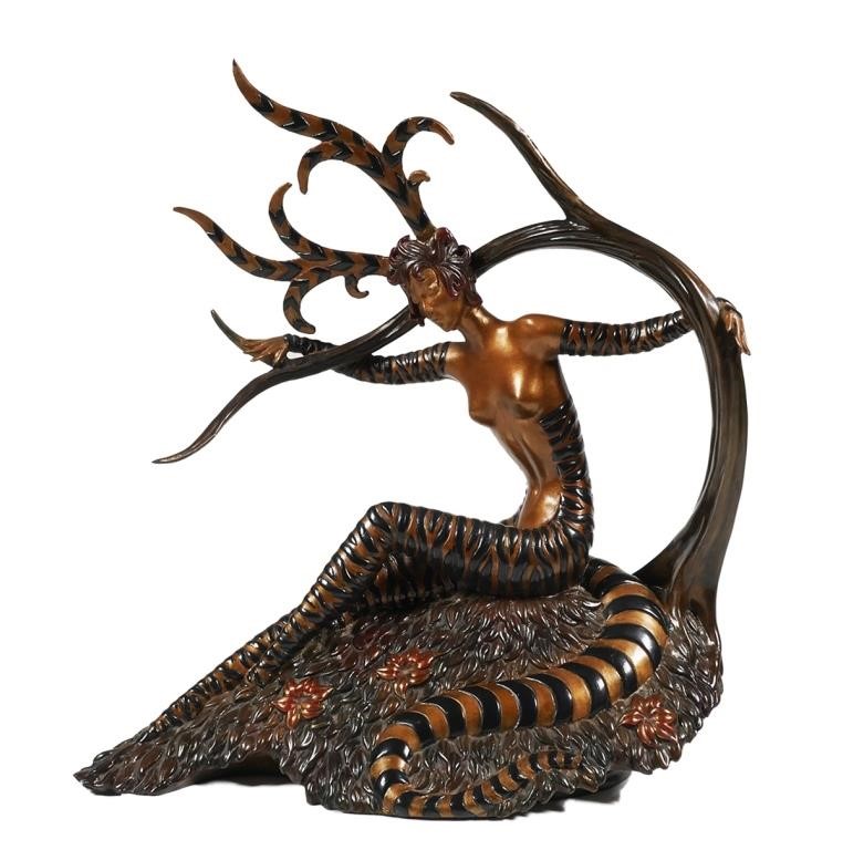 ORIGINAL ERTE THE HUNTING BRONZE STATUEExceptional