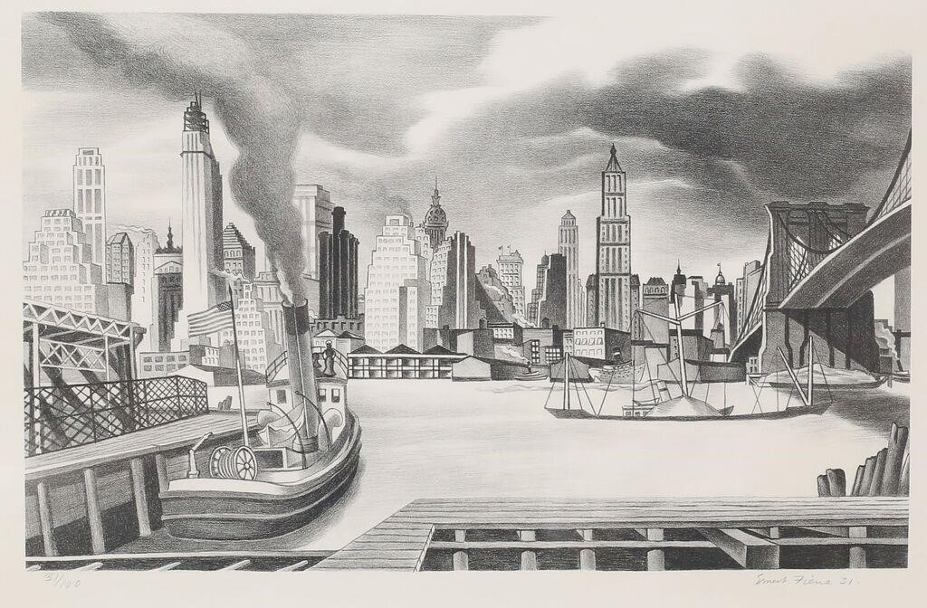 ERNEST FIENE LITHOGRAPH NEW YORK 2a490f