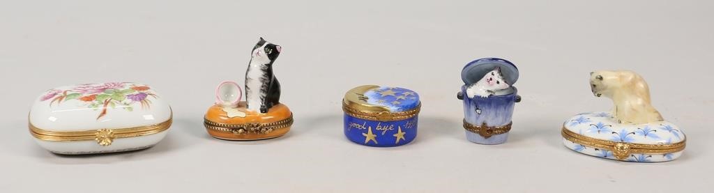 5 TRINKET BOXES5 porcelain trinket