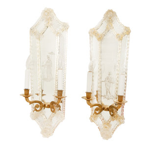 A Pair of Venetian Mirrored Two