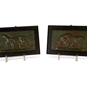 Two Bronze Animalier Wall Plaques