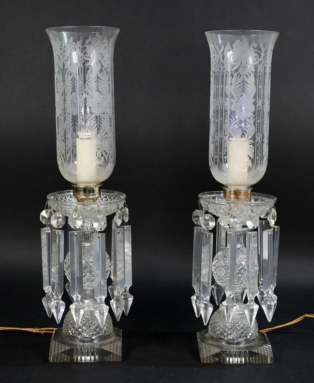 PAIR OF ELECTRIFIED LUSTER LAMPSLamps