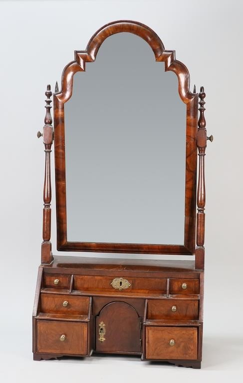 BURLED MAHOGANY SHAVING MIRRORBurled