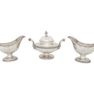 A Pair of American Silver Gravy