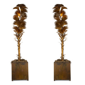 A Pair of Gilt Metal Palm Trees