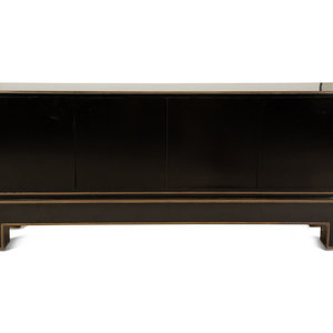 A Black Formica and Brass Sideboard