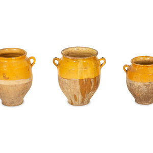 Three Partially Glazed Terra Cotta 2a4b89