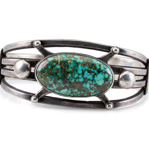 Navajo Silver and Turquoise Cuff 2a4c50