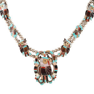 Zuni Channel Inlay Owl Necklace third 2a4c82