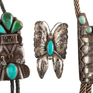 Navajo Silver an Turquoise Bolo Ties