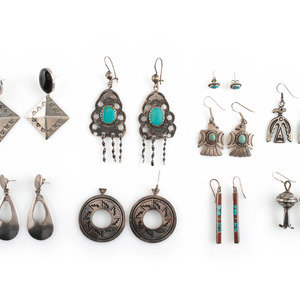 Navajo Silver Hook and Post Earrings second 2a4d33