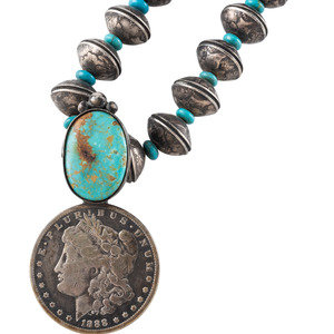 Navajo Coin and Turquosie Necklace third 2a4d98