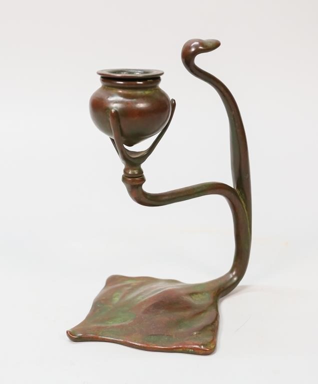 TIFFANY STUDIOS BRONZE COBRA CANDLESTICKTiffany 2a5158