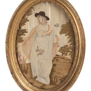 Two English Gilt Thread Embroidered