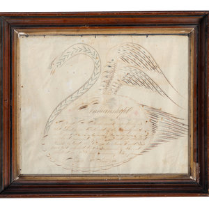A Swan-Decorated Spencerian Ink Drawing
Dated