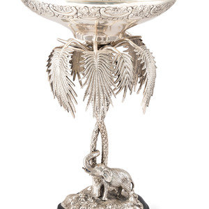 A Silverplated Compote with Elephant