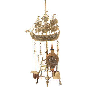 A Brass Nautical Fireplace Tool Set