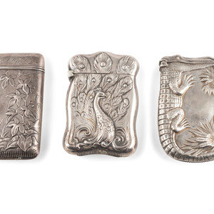 Three Silver Match Safes with Alligator,