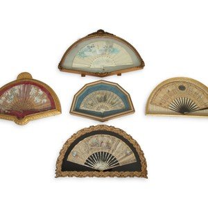 Five French Painted Fans in Giltwood 2a7be4