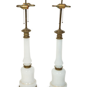 A Pair of French White Opaline
