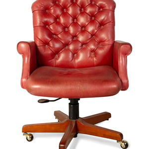 An English Tufted Red Leather Office