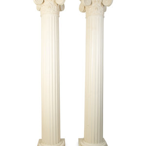 A Pair of White Painted Ionic Columns 20TH 2a7c98