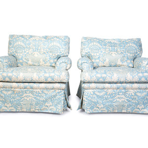 A Pair of Blue and White Upholstered 2a7d46