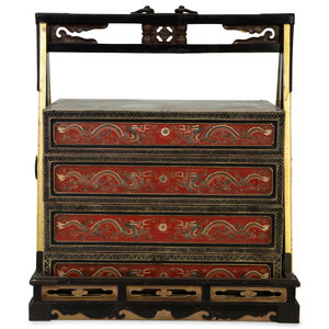 A Chinese Painted and Lacquer Marriage