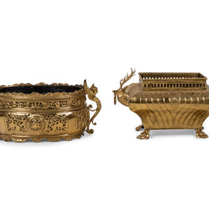 Two Neoclassical Style Brass Jardinières
20th