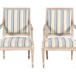 A Pair of Louis XVI Style Cream-Painted