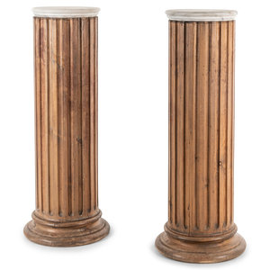 A Pair of Carved Pine Pedestals 2a7db7