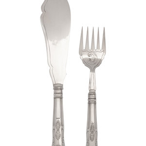 A Silver Plate Fish Serving Set the 2a7dd4