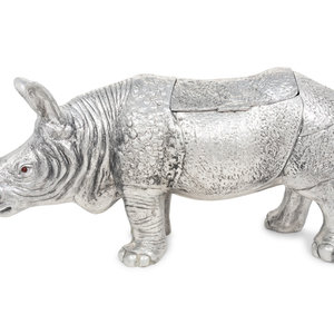 A Large Silvered Metal Rhinoceros Form 2a7de6