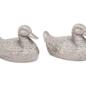 A Pair of Silvered Metal Duck Form 2a7de7
