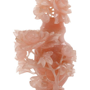 A Chinese Carved Rose Quartz Lidded