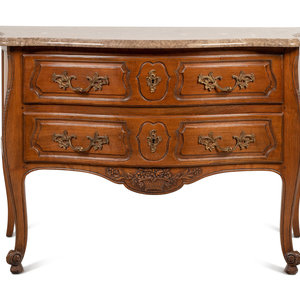 A Louis XV Style Walnut Marble-Top
