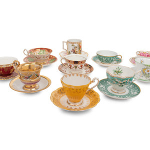 A Collection of Porcelain Cups and Saucers
comprising