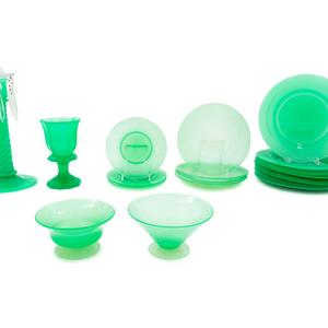 A Group of Green Opaline Glass