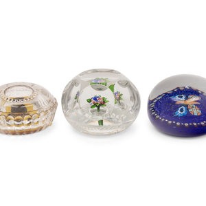 A Group of Three Glass Paperweights
19th
