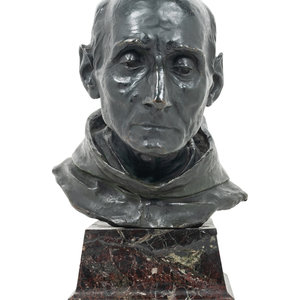 A Bronze Portrait Bust of a Monk
19th