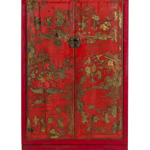 A Chinese Gilt Decorated Red Lacquer