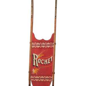 A Painted and Stenciled Wood "Rocket"