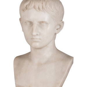 A Carved Marble Bust of a Young