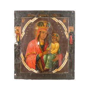 A Painted Wooden Icon of Madonna