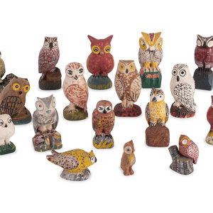 A Group of Painted Folk Art Owl 2a806a