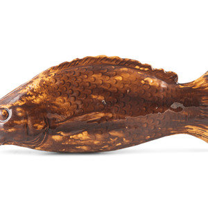 A Yellowware Rockingham Glaze Fish 2a8077
