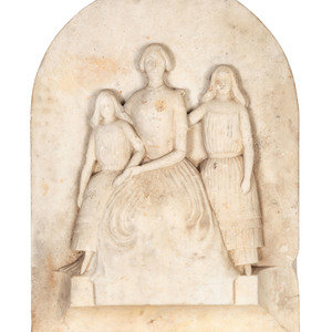 A Carved Marble Plaque of a Mother 2a8087