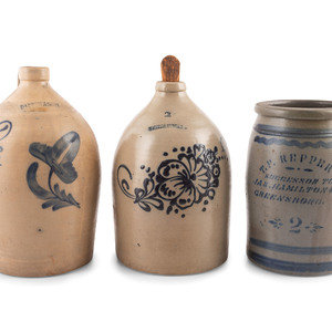 Three Cobalt-Decorated Stoneware